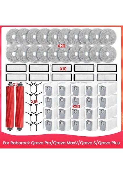 Roborock Qrevo Pro/qrevo Için Maxv/qrevo S/qrevo Plus Robot Vakum Ana Yan Fırça Hepa Filtre Mop Bez Toz Torbaları (Yurt Dışından)