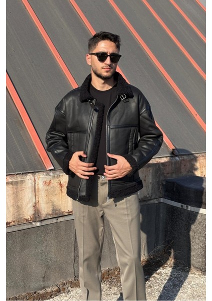 Kürk Detaylı, Nappa Deri, Suya ve Soğuğa Karşı Dayanıklı, Dikiş Detaylı, Kışlık Mont 617