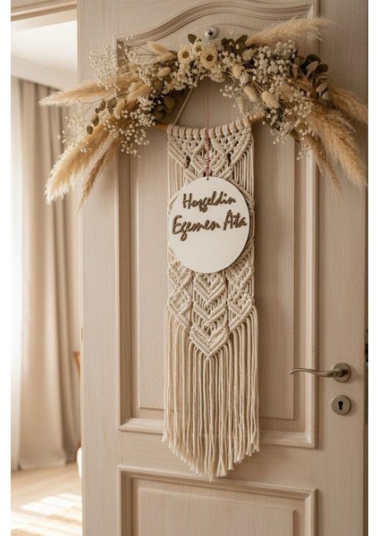 Kişiye Özel Isimli Yenidoğan Kapı Süsü Kabartmalı Mdf 29X29 cm Hoş Geldin Bebek Oda Dekoru indirimleri