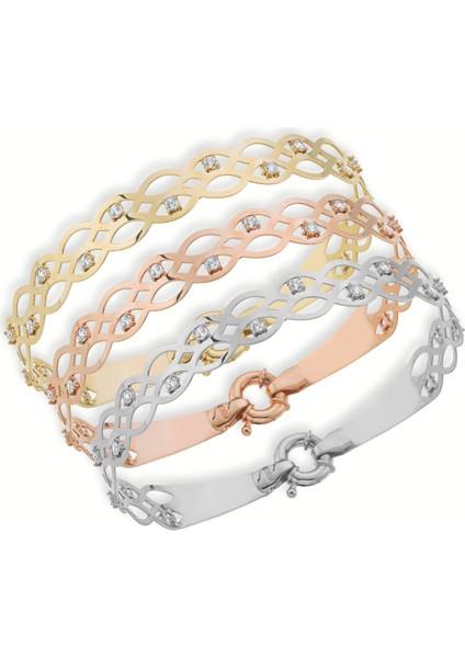 14 Ayar Taş Detaylı Bilezik - 5,18GR.