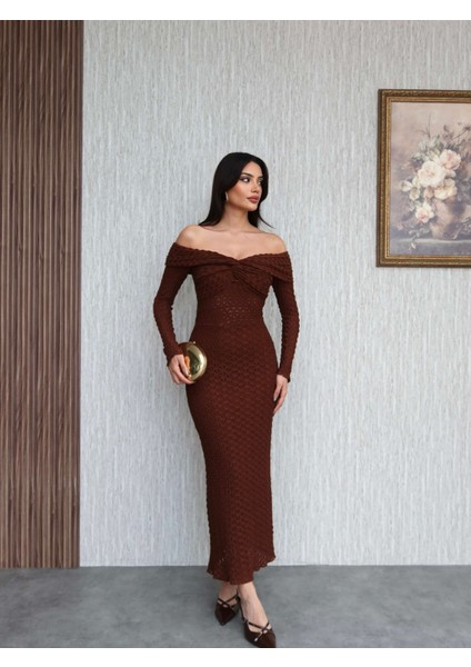 Ön Düğüm Detaylı Dantel Elbise