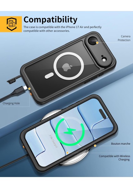Apple iPhone 17 Air Kılıf Su Geçirmez Tam Korumalı Magsafe'li 360 Darbeye Dayanıklı Toz Geçirmez Kapak fiyatları