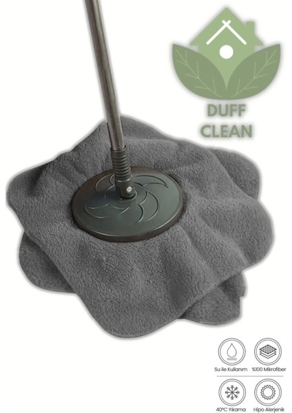 (1 Adet) Gri Standart Ölçü Döner Başlıklı Yedek Mop Bezi Lüks Kalite Mikrofiber