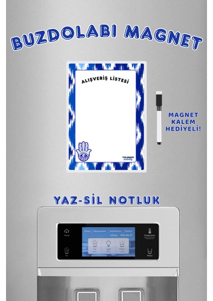 Yaz Sil Notluk Alışveriş Listesi Fatma Ana Eli Nazar Boncuk Temalı Magnetli Buzdolabı Notluk Nazar fiyatları