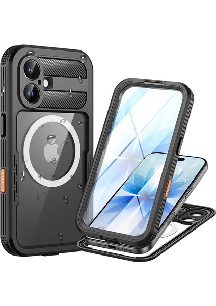 Apple iPhone 17 Uyumlu Kılıf Su Geçirmez Tam Korumalı Magsafe'li 360 Darbeye Dayanıklı Toz Geçirmez Kapak