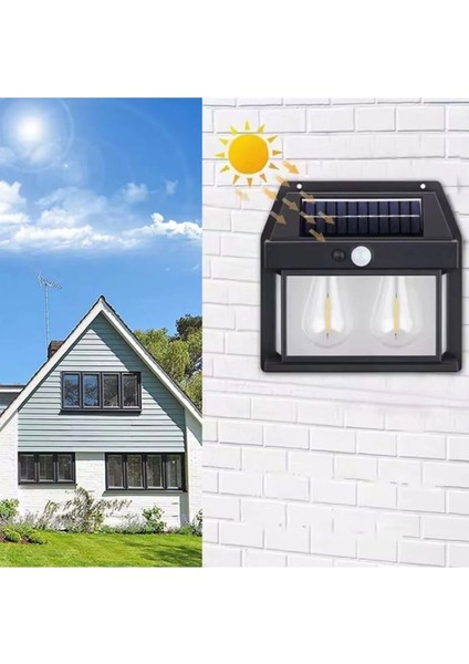 Güneş Enerjili Sensörlü Duvar Lambası – Uyumlu 2 LED – 18650 Şarjlı Batarya modelleri