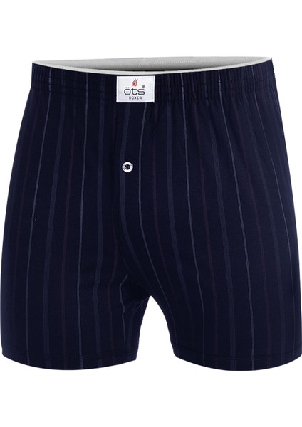 Erkek Boxer Çizgili, Düğmeli (%100 Pamuk)