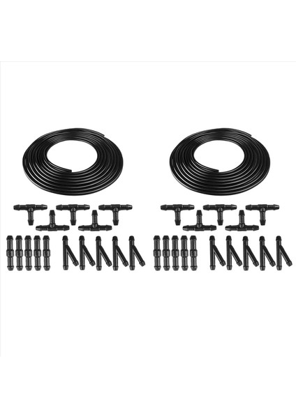 2x Evrensel Ön Cam Yıkayıcı Nozul Hortum Hortum Kiti Çoğu Araba Yıkayıcısı Için Hortum Konektörlü (6m + 30 Adet Konektörler) (Yurt Dışından)