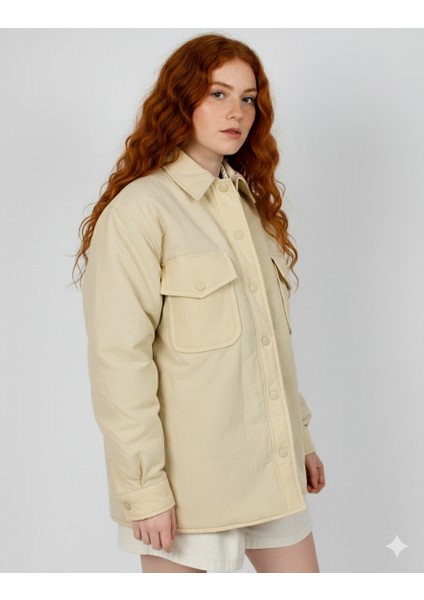 Kadın Ekru Hafif Mont modelleri