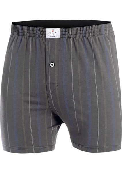 Erkek Boxer Çizgili, Düğmeli (%100 Pamuk)