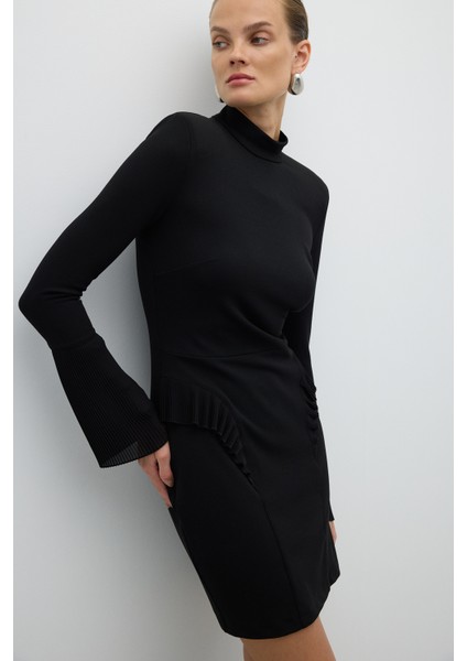Örme Mini Elbise Siyah K2521004_001