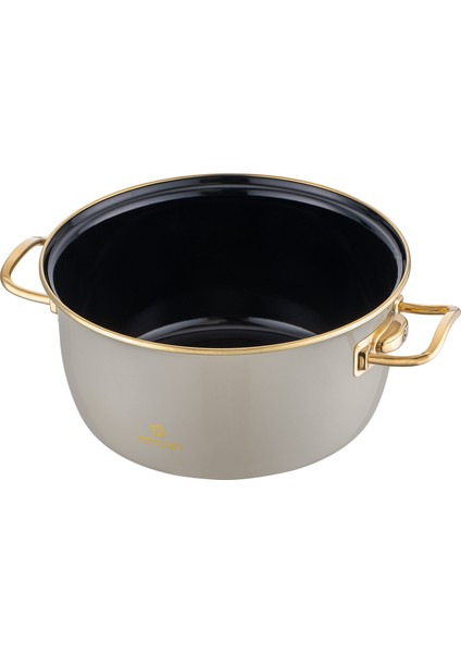 Retro Emaye Kızartma Tenceresi Bej