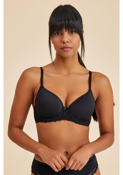 Victoria Siyah Toparlayıcı Sütyen- Nefes Alabilen, Balenli ve Dolgusuz