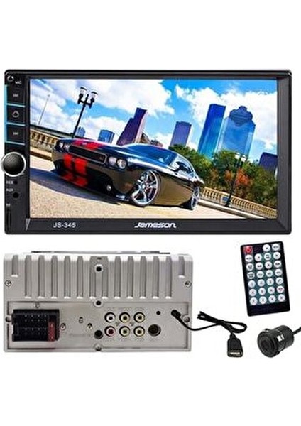 JS-345 Double Oto Teyp 4 Kanal 60W Bluetooth USB SD Kart Girişi ile Siyah fırsatları