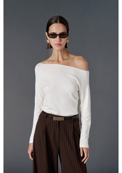 Kayık yaka triko kazak modelleri