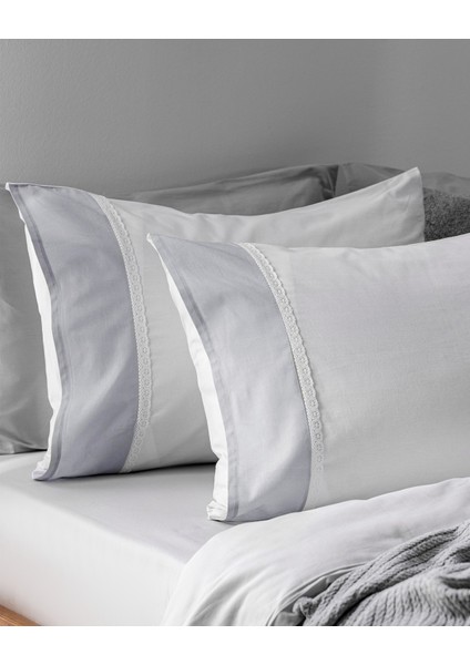 Nicola %100 Pamuk 2'li Yastık Kılıfı - Gri