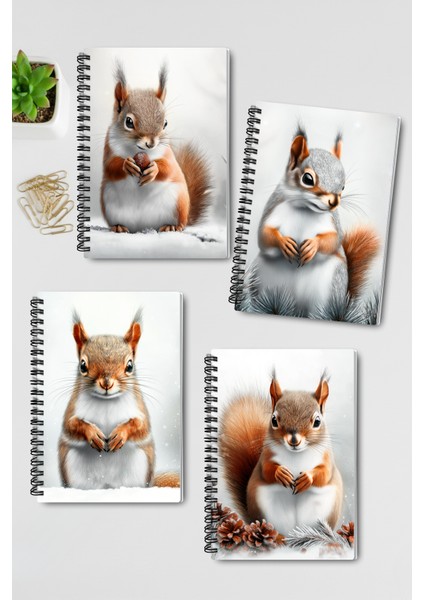 Sincap Kış Temalı Tasarım Tel Spiralli 4'lü Hatıra, Günlük, Ajanda, Anı, Okul Defter Seti