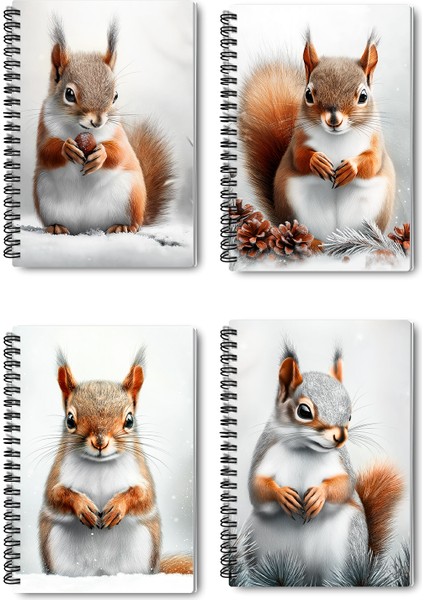 Sincap Kış Temalı Tasarım Tel Spiralli 4'lü Hatıra, Günlük, Ajanda, Anı, Okul Defter Seti