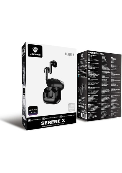 Serene x Anc Özellikli Enc Teknolojili Kulak Içi Bluetooth Kulaklık V5.4 Siyah