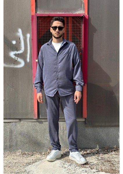 Erkek, Nakış Detaylı, Regular-Fit, Kışlık-Baharlık, Ince Fitilli Kadife Gömlek G16