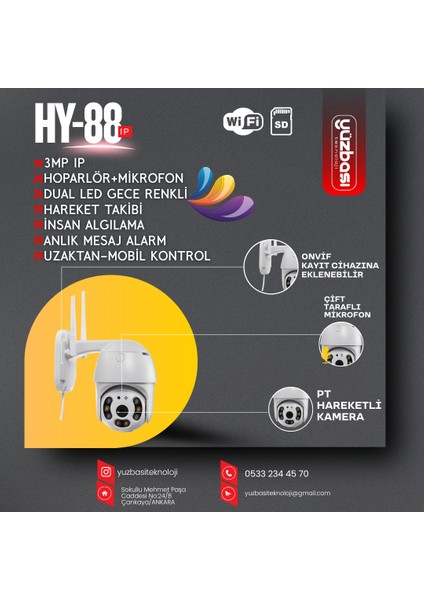 Heycam Hy-88 Pt 3mp Icsee Wi-Fi Kamera fiyatları