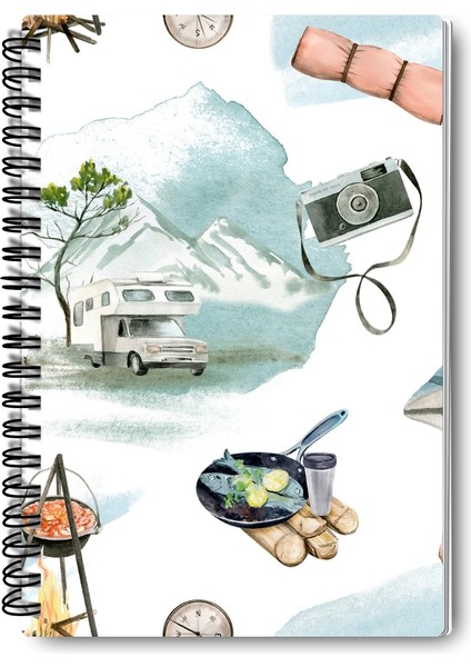 Doğa ve Kamp Temalı Tasarım Tel Spiralli 4'lü Hatıra, Günlük, Ajanda, Anı, Okul Defter Seti fiyatları