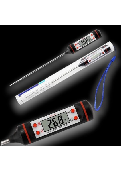 Dijital Gıda Termometresi – Süt Yoğurt Mayalama Et Pişirme Mama Derece Ölçer Hızlı Okuyan Mutfak Termometresi | Hassas Paslanmaz Sensör Uçlu