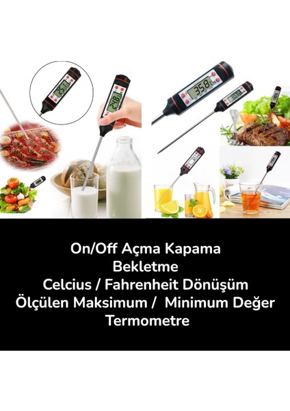 Dijital Gıda Termometresi – Süt Yoğurt Mayalama Et Pişirme Mama Derece Ölçer Hızlı Okuyan Mutfak Termometresi | Hassas Paslanmaz Sensör Uçlu indirimleri