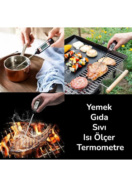 Dijital Gıda Termometresi – Süt Yoğurt Mayalama Et Pişirme Mama Derece Ölçer Hızlı Okuyan Mutfak Termometresi | Hassas Paslanmaz Sensör Uçlu