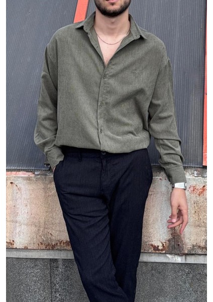 Erkek, Nakış Detaylı, Regular-Fit, Kışlık-Baharlık, Ince Fitilli Kadife Gömlek G16 fırsatları