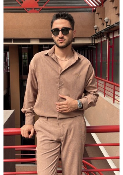 Erkek, Nakış Detaylı, Regular-Fit, Kışlık-Baharlık, Ince Fitilli Kadife Gömlek G16