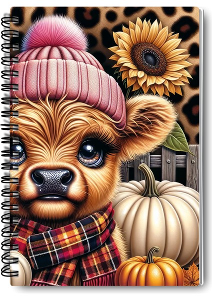 Sonbahar Temalı Sevimli Inek Tasarım Tel Spiralli 4'lü Günlük, Ajanda, Anı, Okul Defter Seti indirimleri