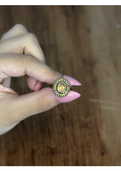 Doğal Taş Labradorit Doğal Taşlı Antik Model Kadın Ayarlanabillir Yüzük EUY74LBT modelleri