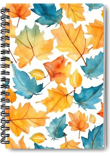 Sonbahar Yaprakları No:1 Tasarım Tel Spiralli 4'lü Hatıra, Günlük, Ajanda, Anı, Okul Defter Seti fiyatları