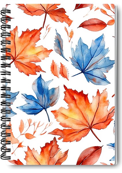Sonbahar Yaprakları No:1 Tasarım Tel Spiralli 4'lü Hatıra, Günlük, Ajanda, Anı, Okul Defter Seti fırsatları