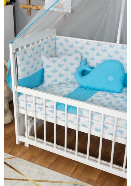 Doğal Ahşap Beşik Anne Yanı Sallanır 70X130 - Balina Uyku Seti +Cibinlik modelleri