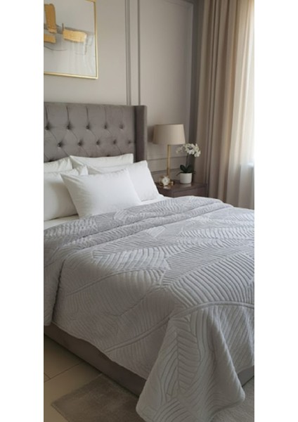 Emboss Çift Kişilik Battaniye Gri