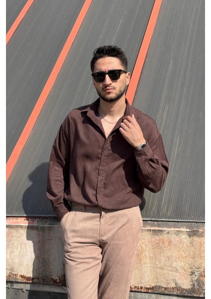 Erkek, Nakış Detaylı, Regular-Fit, Kışlık-Baharlık, Ince Fitilli Kadife Gömlek G16