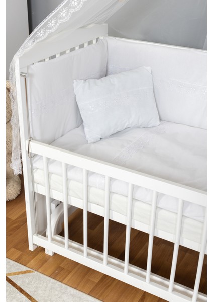 Doğal Ahşap Beşik Anne Yanı Sallanır 70X130 - Güpürlü Uyku Seti +Cibinlik modelleri