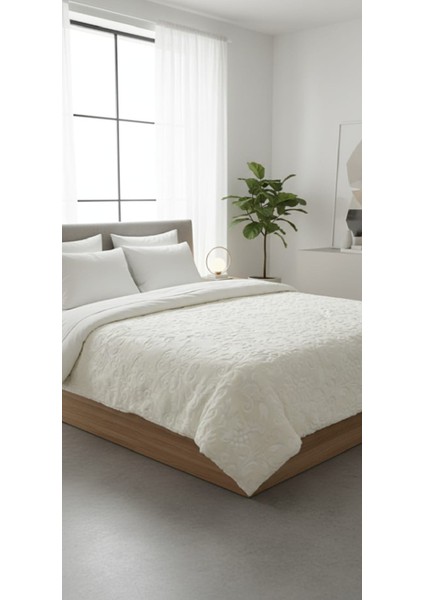 Emboss Çift Kişilik Battaniye Şampanya