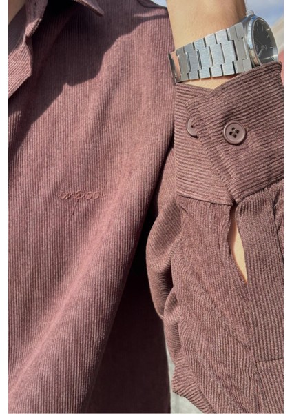 Erkek, Nakış Detaylı, Regular-Fit, Kışlık-Baharlık, Ince Fitilli Kadife Gömlek G16