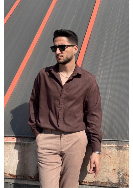 Erkek, Nakış Detaylı, Regular-Fit, Kışlık-Baharlık, Ince Fitilli Kadife Gömlek G16