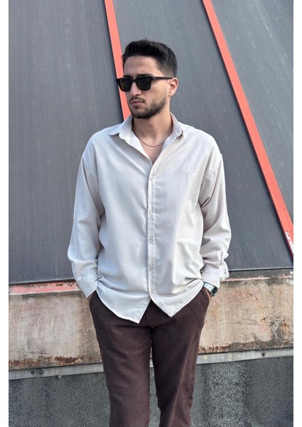 Erkek, Nakış Detaylı, Regular-Fit, Kışlık-Baharlık, Ince Fitilli Kadife Gömlek G16