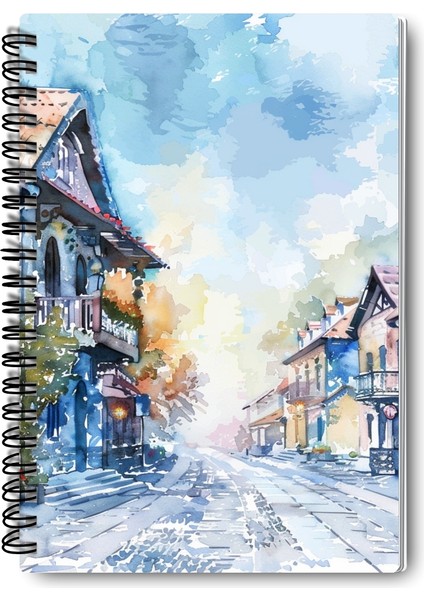 Vintage Sonbahar Şehir Temalı Tasarım Tel Spiralli 4'lü Hatıra, Günlük, Ajanda, Okul Defter Seti fiyatları