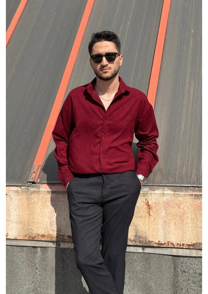 Erkek, Nakış Detaylı, Regular-Fit, Kışlık-Baharlık, Ince Fitilli Kadife Gömlek G16 modelleri