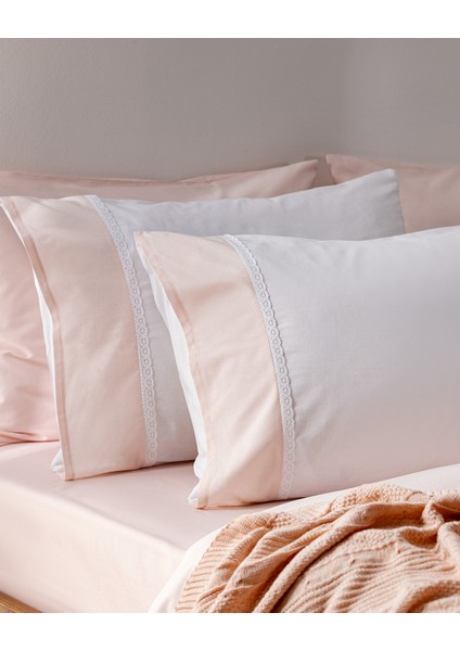 Nicola %100 Pamuk 2'li Yastık Kılıfı - Pudra