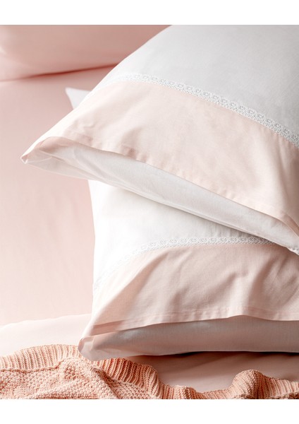 Nicola %100 Pamuk 2'li Yastık Kılıfı - Pudra modelleri