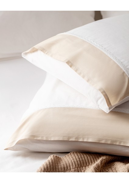 Nicola %100 Pamuk 2'li Yastık Kılıfı - Bej modelleri