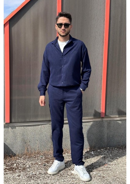 Erkek, Nakış Detaylı, Regular-Fit, Kışlık-Baharlık, Ince Fitilli Kadife Gömlek G16