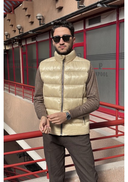 Erkek, Dik Yaka, Metal Fermuarlı, Cep Detaylı, Parlak Kumaş, Yelek 2486 modelleri